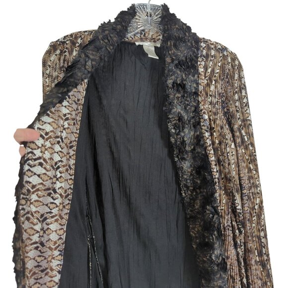 Alberto Makali Faux Fur Trim Open Front Cardigan Missoni Jacket With Belt Size M - Picture 3 of 12
